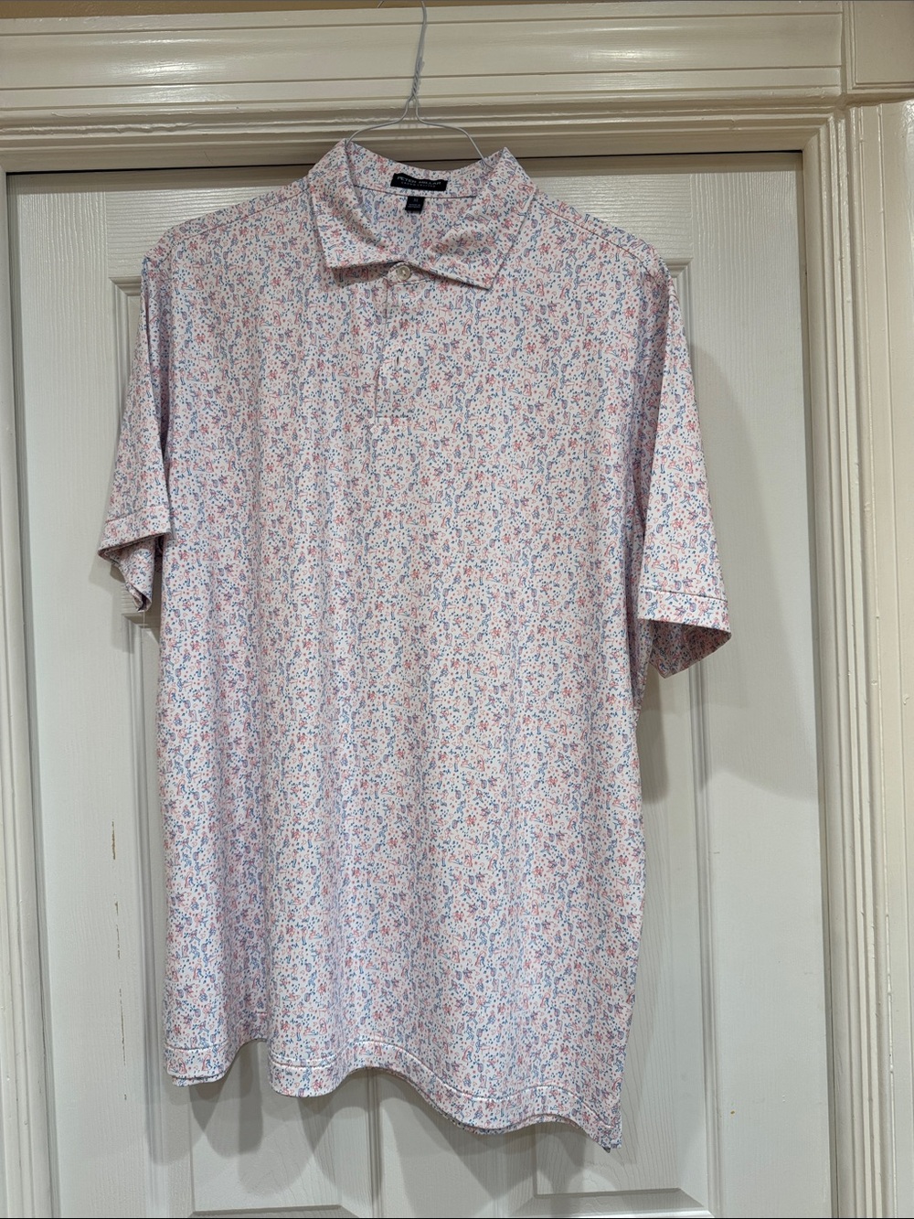 St. John's Bay Men's Short Sleeve Floral Polo - Pink & Blue